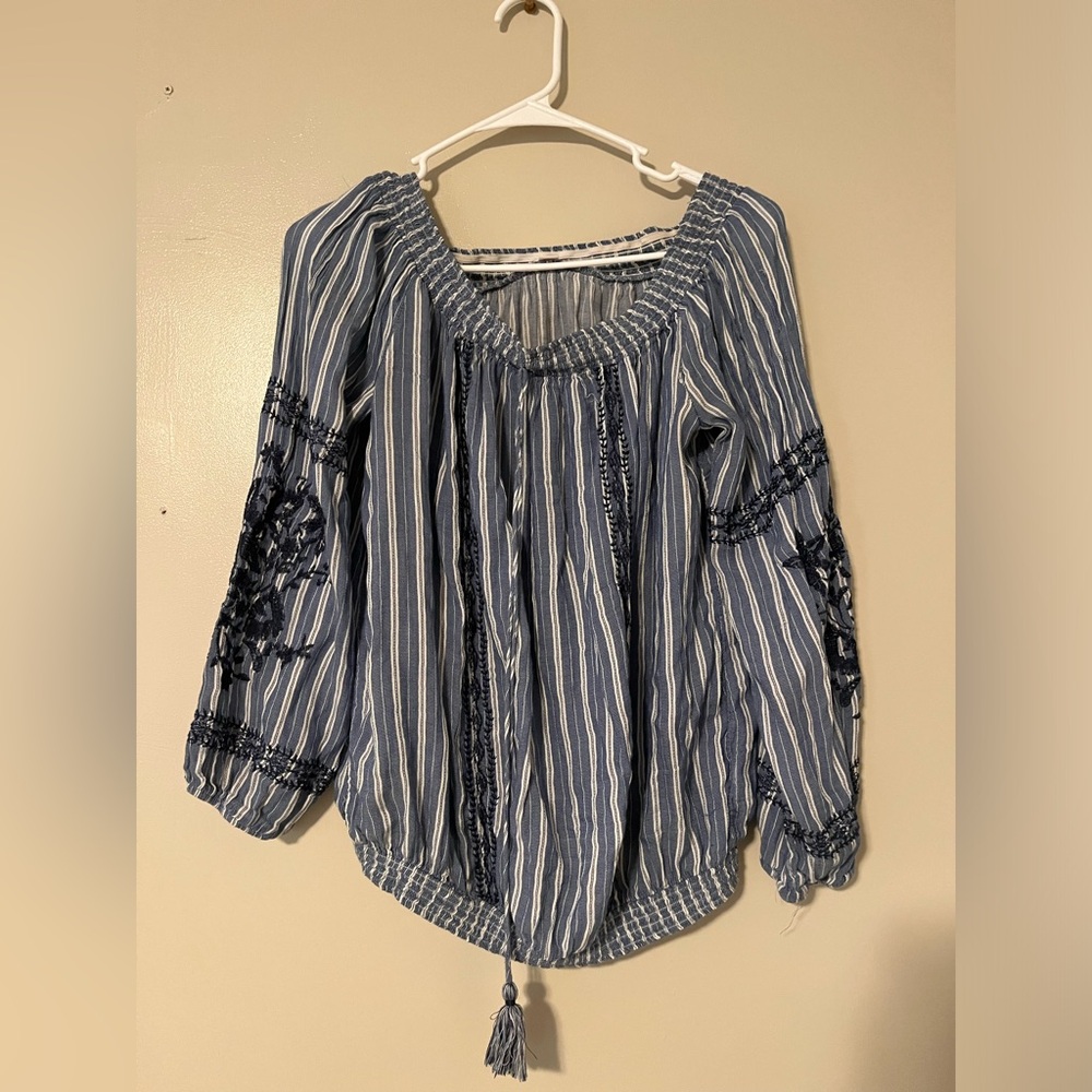 🩵off shoulder cinched linen🐬